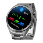 2025 ECG PPG Smartwatch with sapphire AMOLED display and black silica gel band