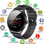 2026 smart watch with round OLED touchscreen and silica gel band
