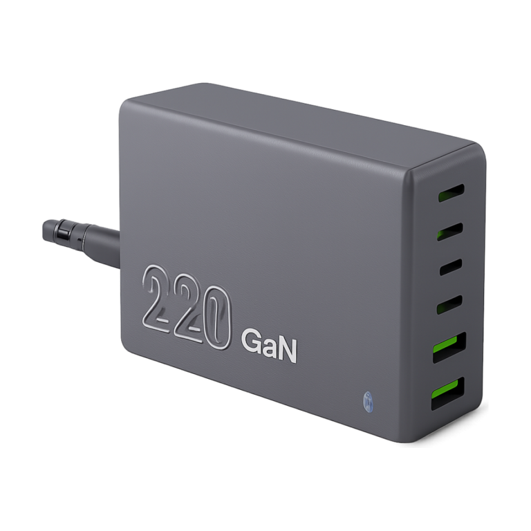 ASOMETECH 220W GaN 6-port desktop charger front view