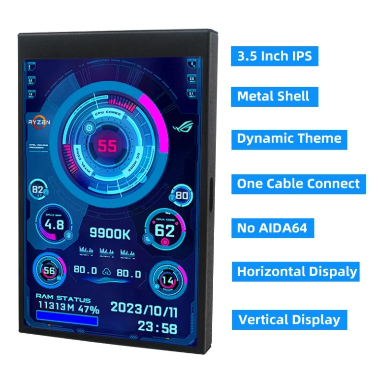 Side angle of 3.5 inch IPS USB Type-C secondary screen