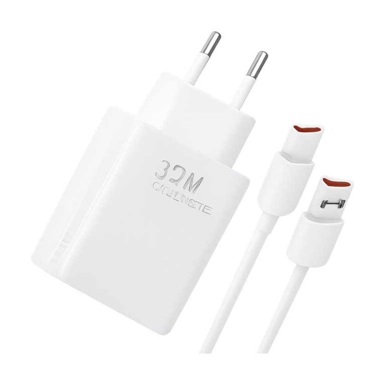 Xiaomi 33W Turbo Fast Charger EU adapter with USB-C cable front view