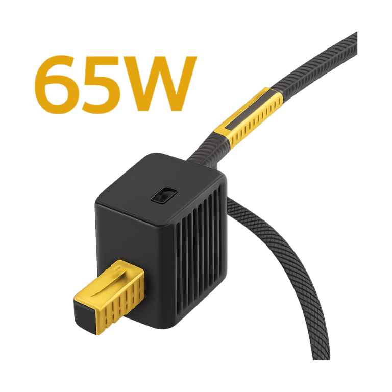4-in-1 Mecha Fast Charger PD 27W/65W USB-C cable angled view