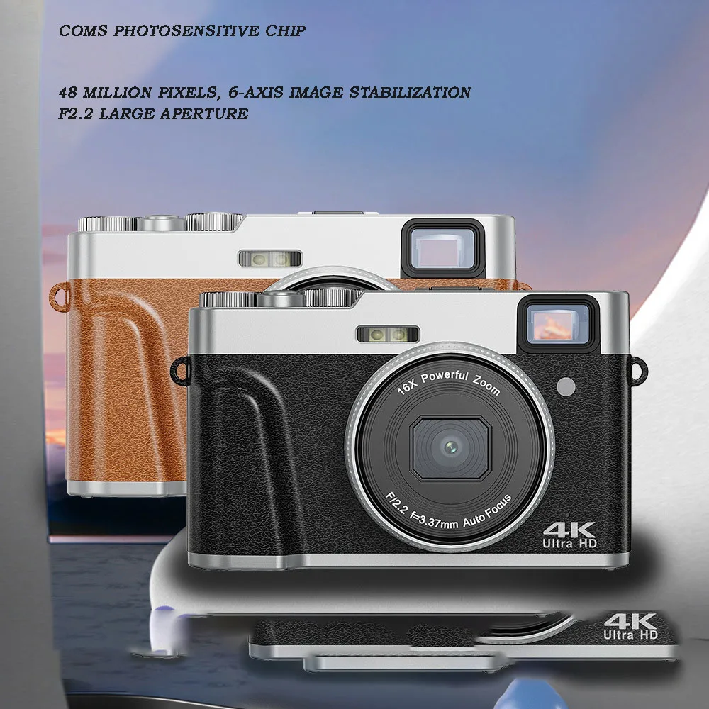 Side angle of Erilles 48MP mirrorless camera showing lens