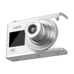 4K dual screen digital camera with telescopic lens front view