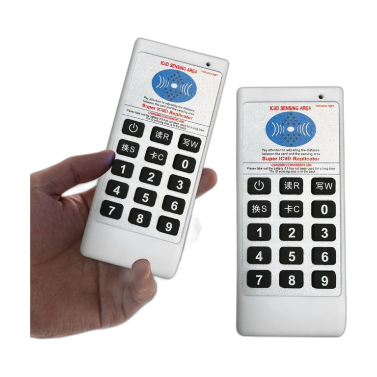 Handheld RFID NFC IC card reader and writer duplicator device in white