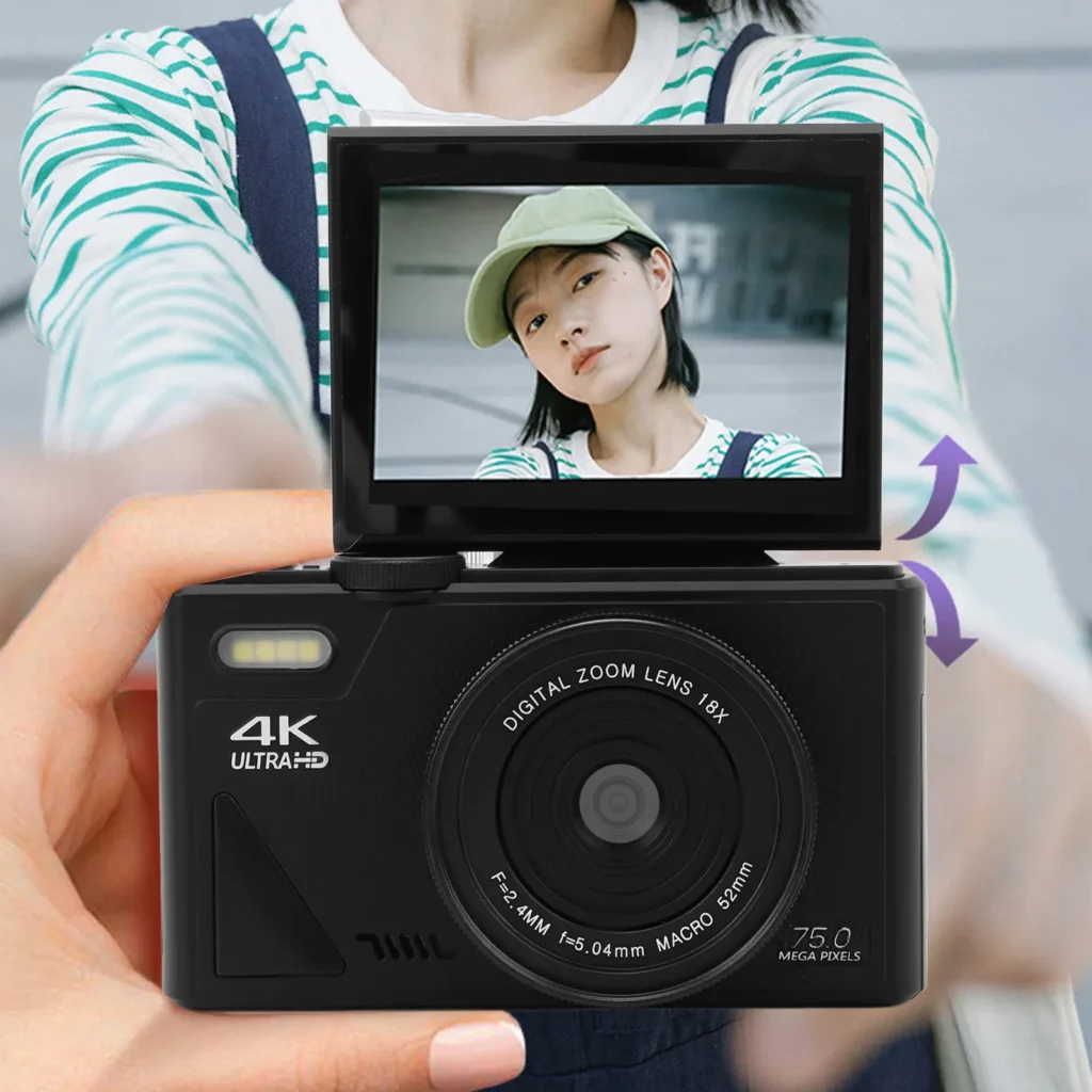 Digital camera showing 3-inch screen and controls