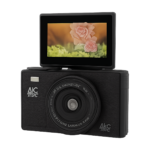 75MP 5K mirrorless camera front view with lens