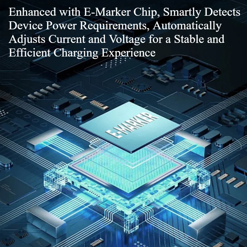 Six long Type-C cables with digital data display