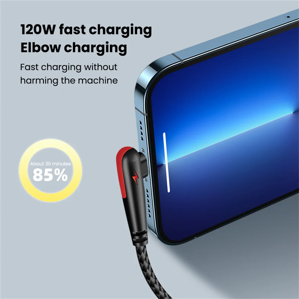 120W fast charging USB-C cable blue nylon braid