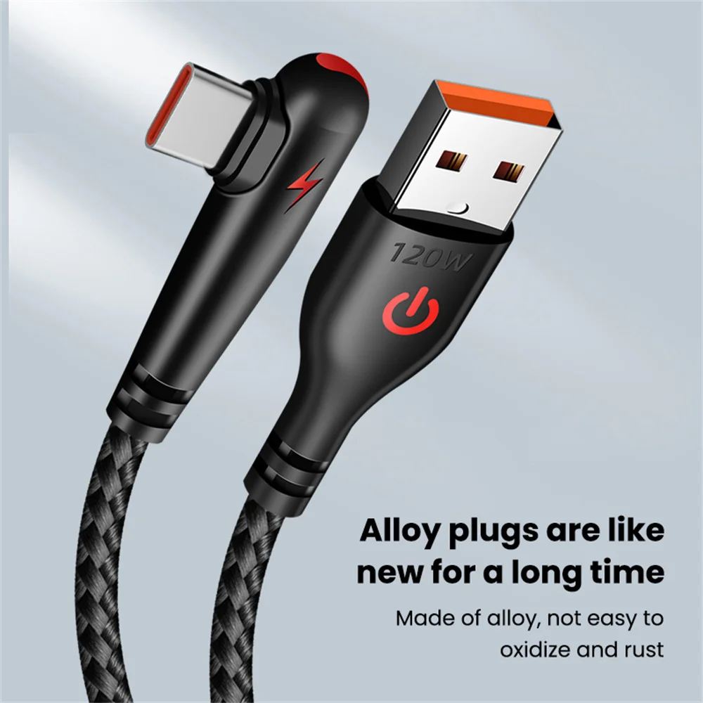 red 90 degree USB Type C fast charge cable
