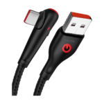 90 degree elbow USB Type C cable black braided