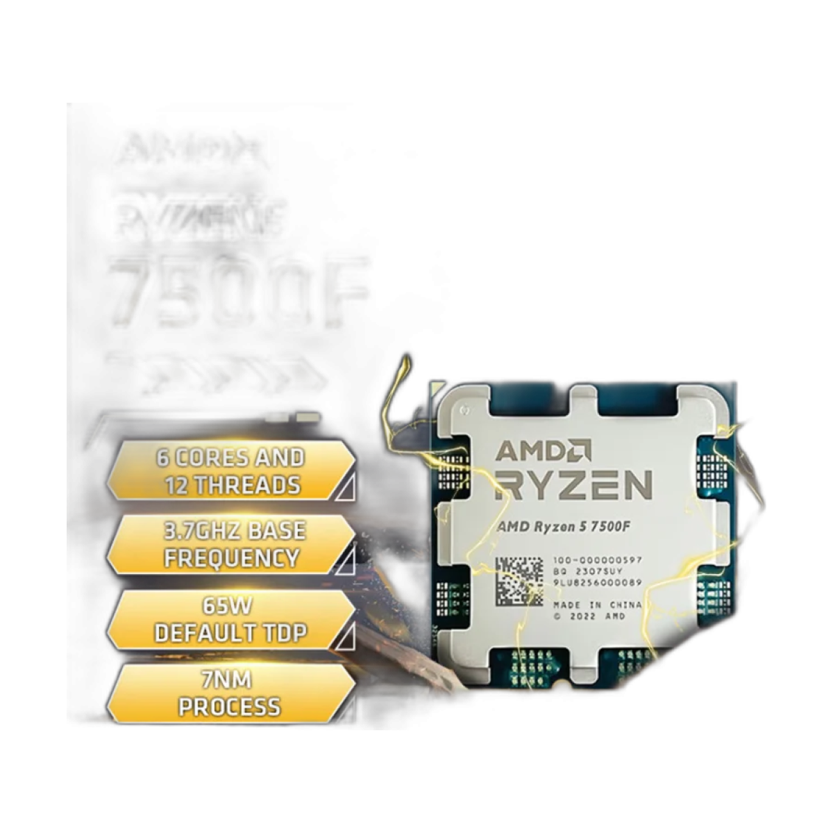 AMD Ryzen 5 7500F 6-core 12-thread CPU front view