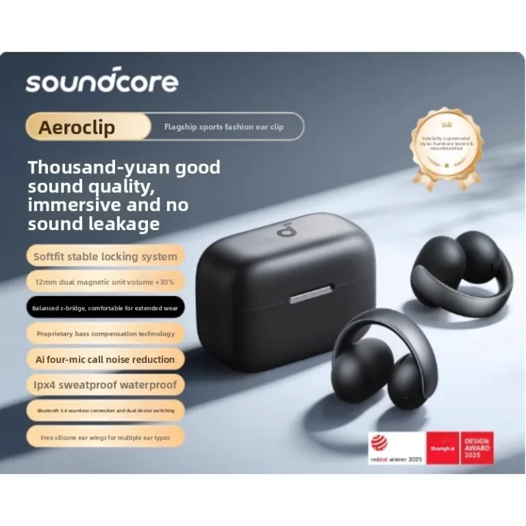 Side view of ANKER SoundCore AeroClip silica gel ear clip earphones