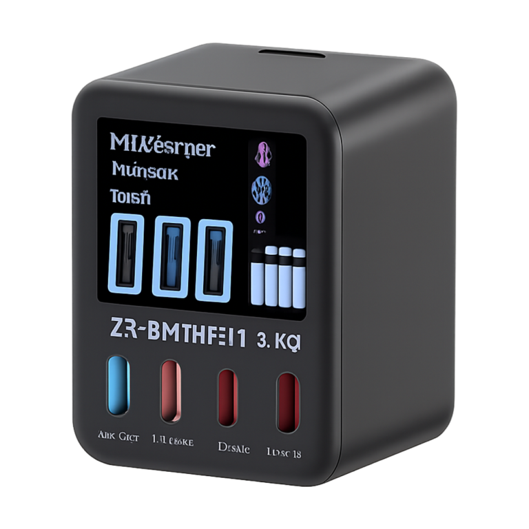 ASOMETECH 65W 4-port USB charger with LED display front view