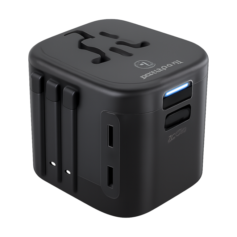 ASOMETECH international travel adapter with 2 USB and 2 Type C ports