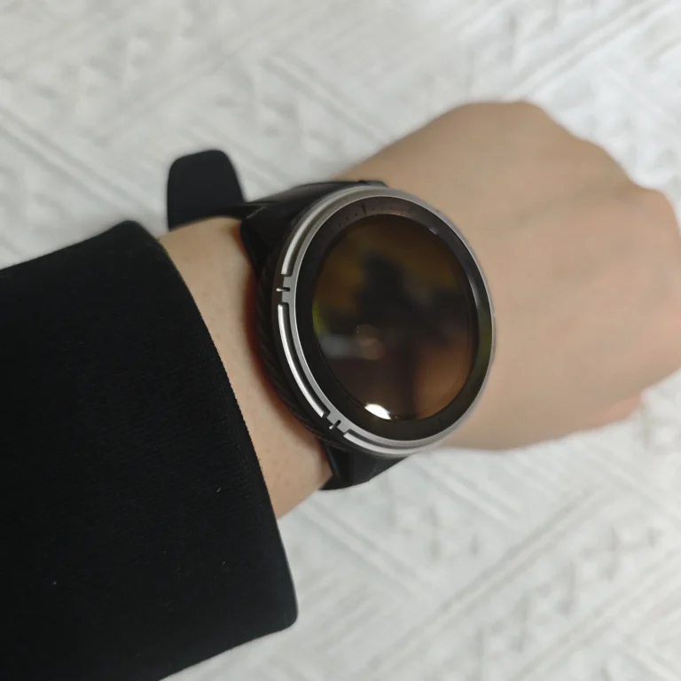 Side view of Amazfit Stratos 3 Plus sport smartwatch with silica gel band