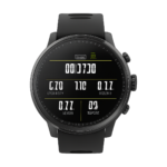 Amazfit Stratos 2 smart sport watch front view with black silicone band