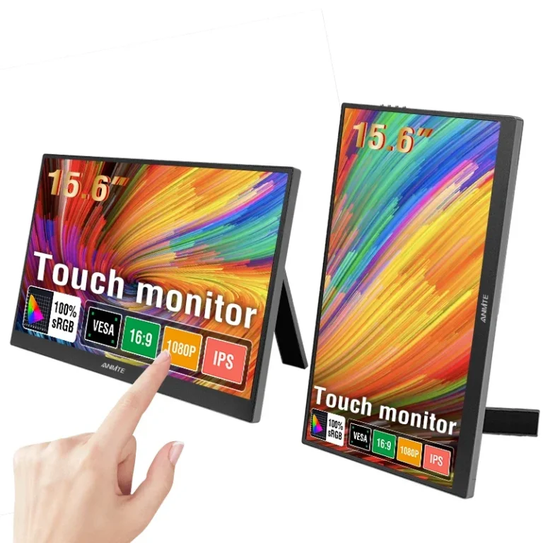 Side profile of Anmite 15.6 inch portable monitor with HDMI and USB-C ports