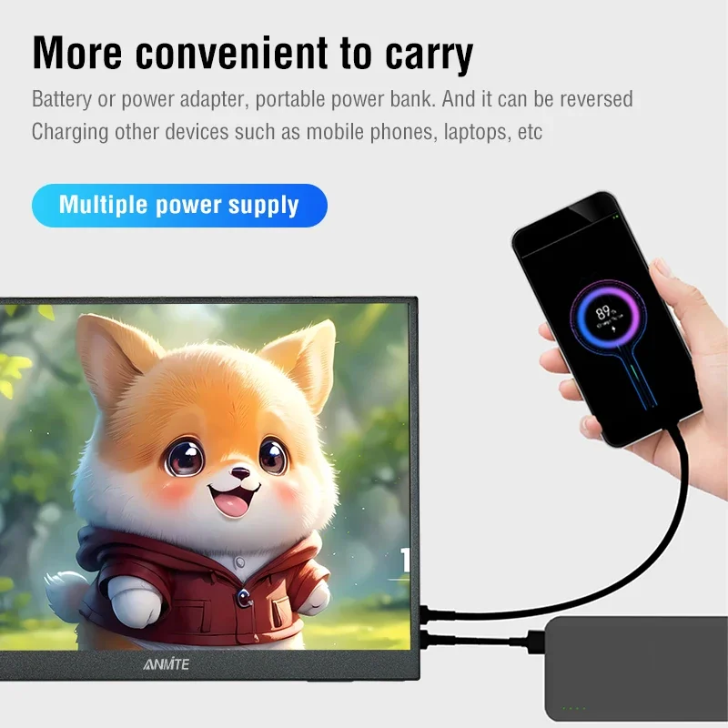 Anmite portable monitor displaying gaming content in HDR mode