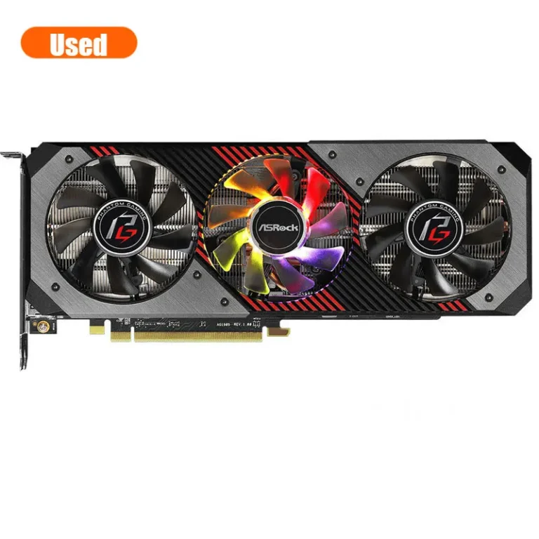 Close-up of ASRock 5700XT Phantom Gaming D cooling fans