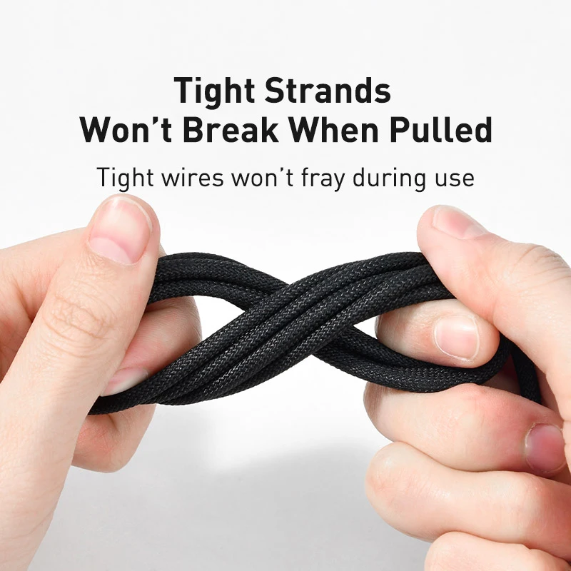 Full length view of Baseus 240W PD fast charging cable in black