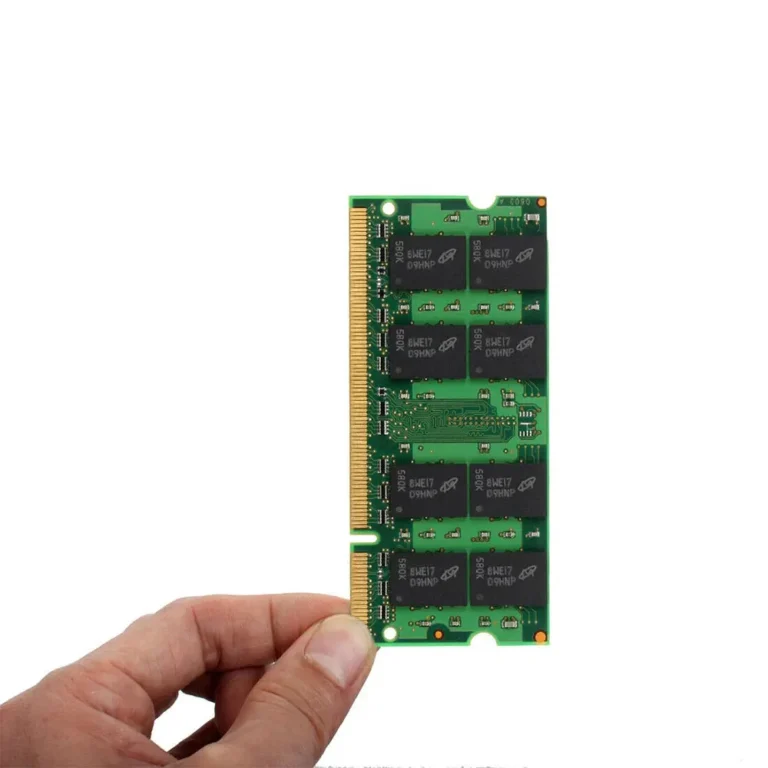 Close-up of Crucial DDR2 2GB 4GB 667MHz 800MHz laptop memory modules