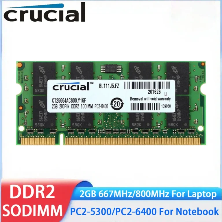 Crucial DDR2 2GB 4GB Laptop RAM modules 667MHz 800MHz SODIMM