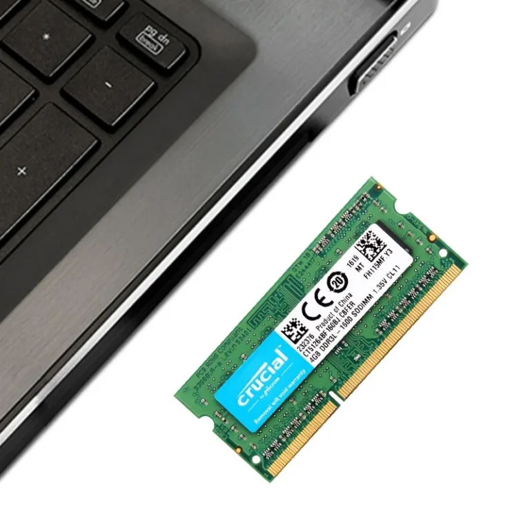 Crucial DDR3 DDR3L 4GB 8GB Laptop RAM 1600MHz SODIMM side angle