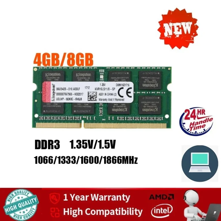 4GB 8GB DDR3L 1600MHz laptop RAM module front view