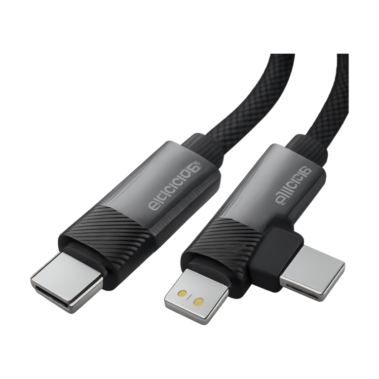 Essager 65W 2-in-1 Type-C to Type-C and Lightning charging cable front view