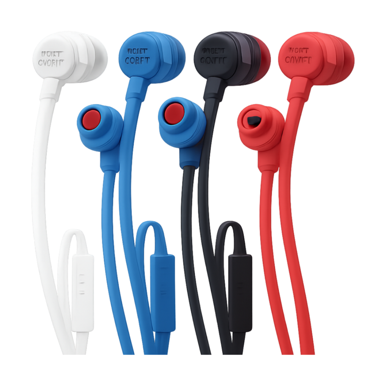 JBL T110 wired in-ear headphones with remote mic front view