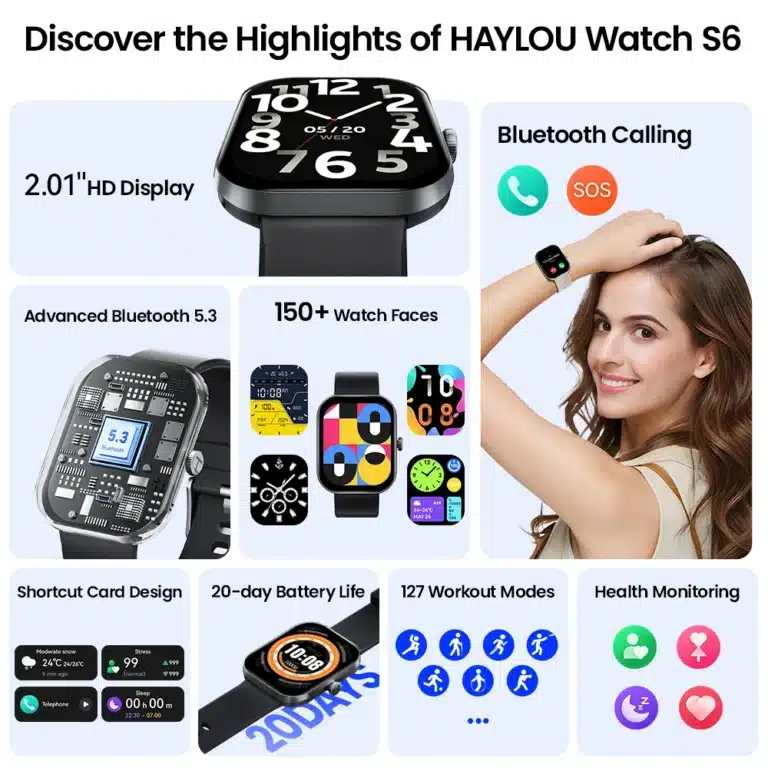 Side view of HAYLOU Watch S6 showing silica gel band