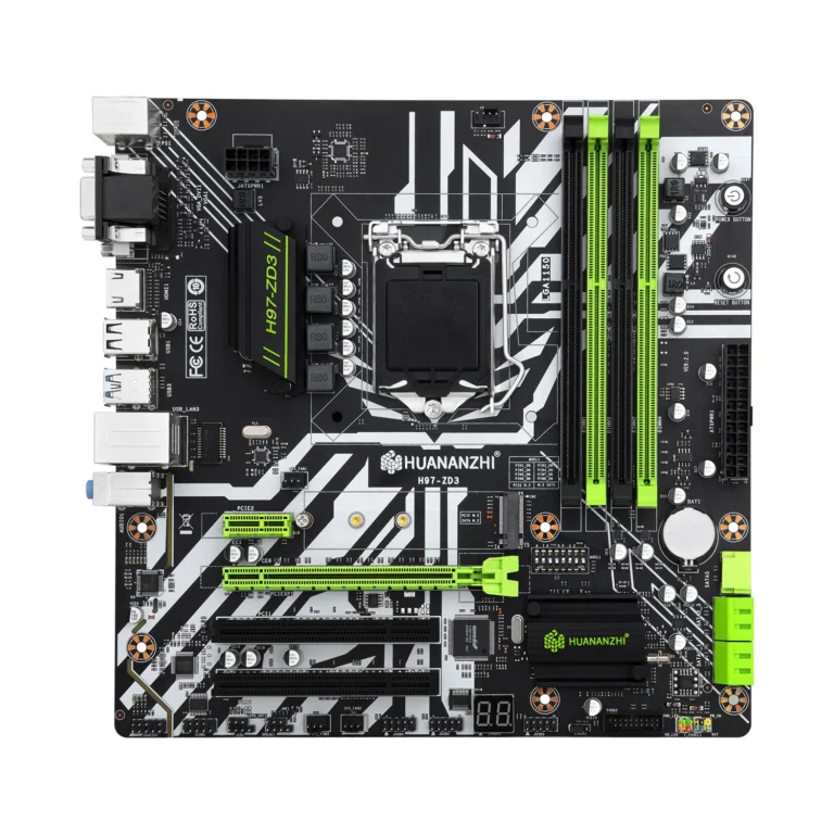 HUANANZHI H97-ZD3 motherboard showing SATA and M.2 ports