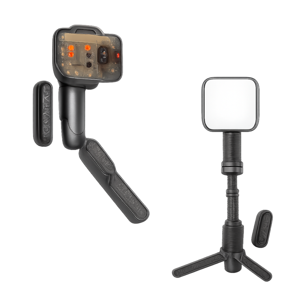 Handheld gimbal stabilizer with extended selfie stick and tripod