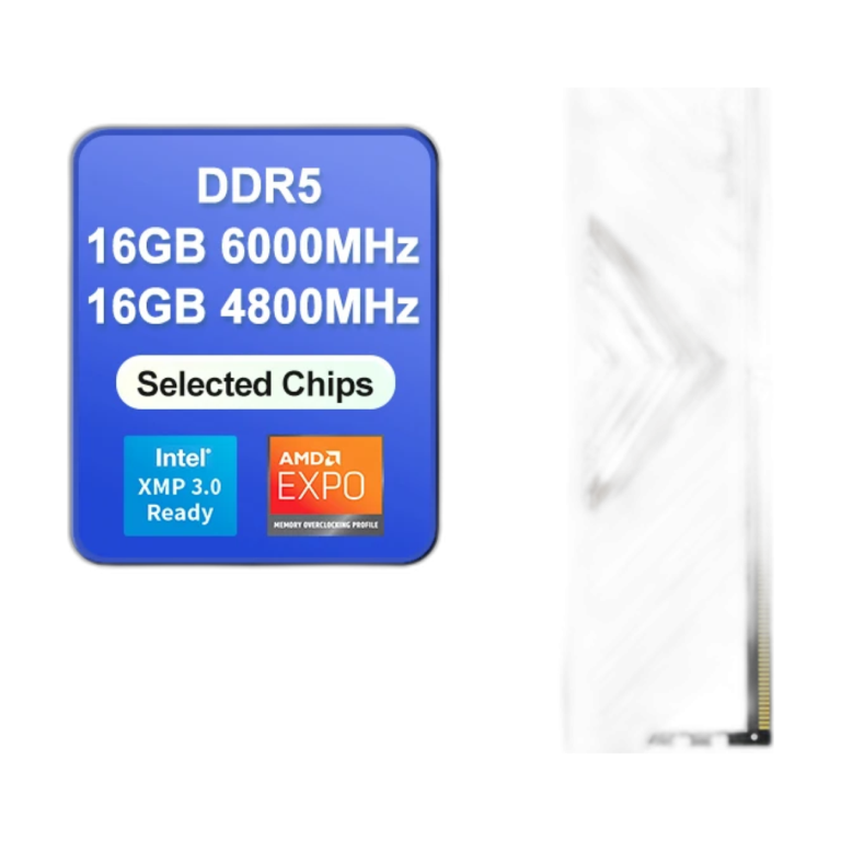JUHOR DDR5 16GB 6000MHz desktop gaming RAM module front view