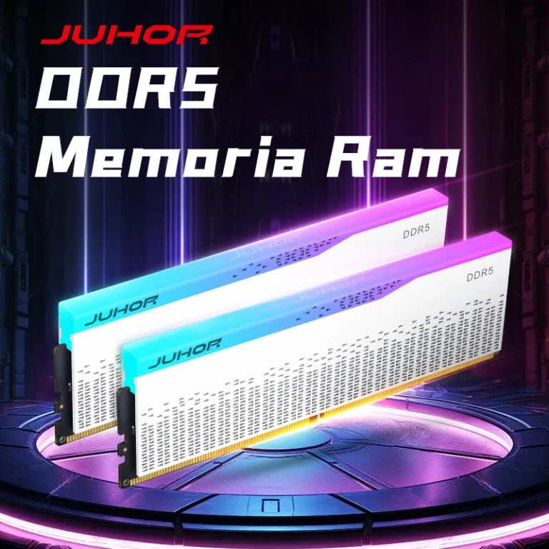 JUHOR DDR5 16GBx2 RGB RAM module close-up showing cooling fins