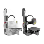 K10 compact quiet 3D printer in black and white with touchscreen control