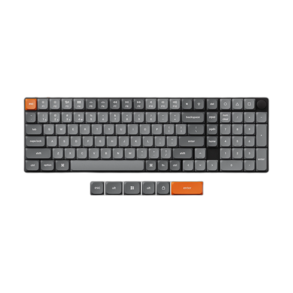 Keychron K17 Max QMK Wireless Ultra-Slim Mechanical Keyboard 96% Layout Gateron Switch LSA PBT Keycap-bg-clean Keychron K17 Max ultra-slim wireless mechanical keyboard front view