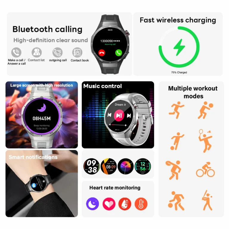 Side angle of LAXASFIT GT5 Max smartwatch showing alloy case and band