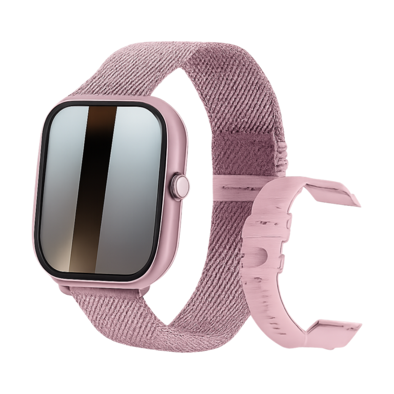 Front view of LAXASFIT Bluetooth calling fitness smartwatch with square screen
