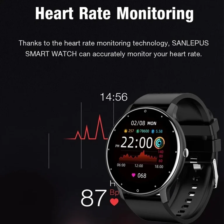 Close-up of LIGE 2026 smartwatch heart rate monitoring screen