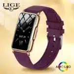 LIGE smart watch with stainless steel band and square TFT screen
