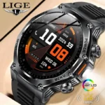 LIGE BWAK82 men's sport smartwatch front view with AMOLED display