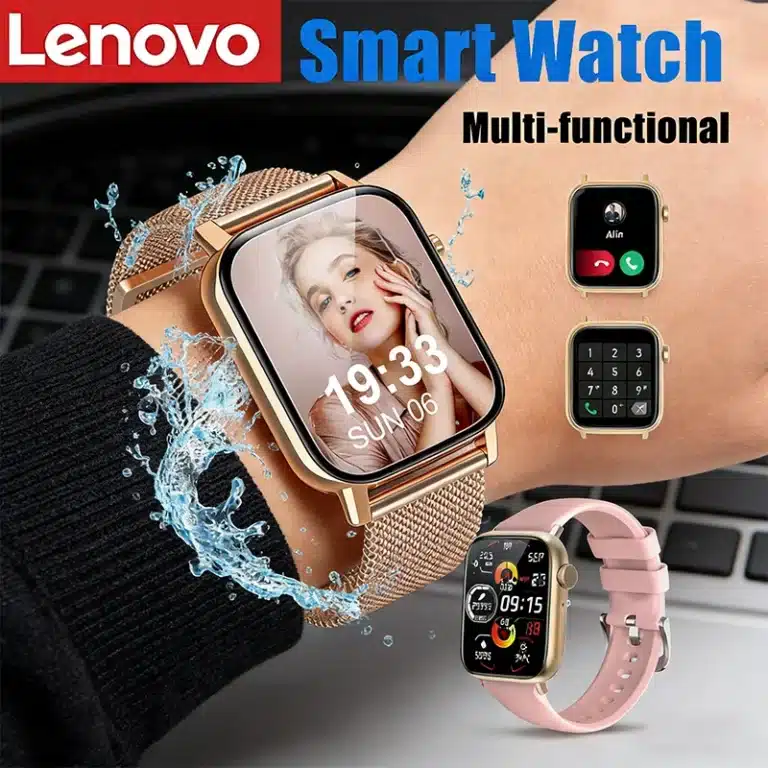 Lenovo 2026 smartwatch front view with full square LCD screen