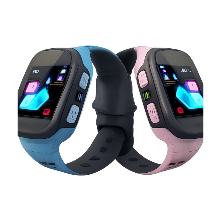 Lenovo Kids Smartwatch showing 1.44 inch AMOLED display with SOS and GPS features