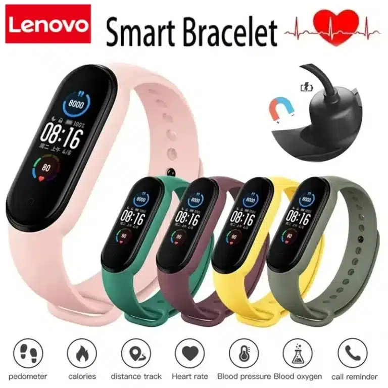 Lenovo Smart Band Movement Watch front view with square LCD screen
