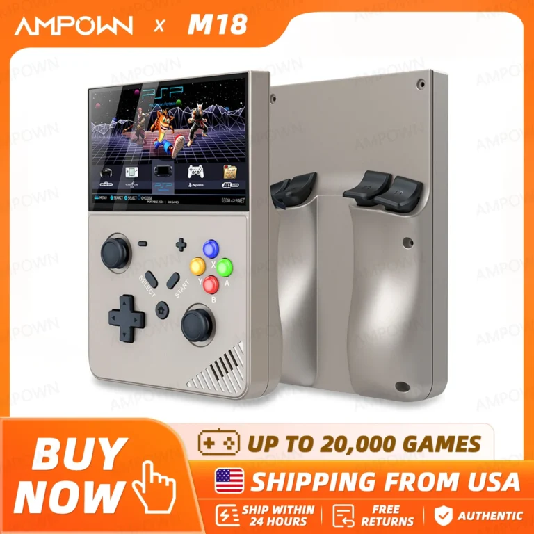 M18 Retro handheld game console front view with 4.3 inch LCD