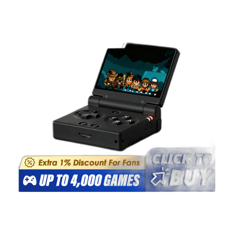 MIYOO MINI FLIP handheld retro gaming console with 2.8 inch IPS screen in black