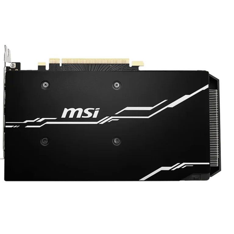 Side angle of MSI GeForce RTX 2060 SUPER VENTUS OC dual fan cooler