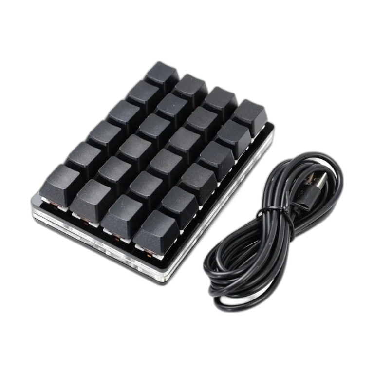 Mini USB 24-key programmable mechanical gaming keyboard black and white